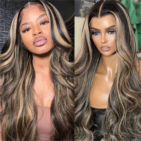P1B/27 Black with Honey Blonde Highlights wig color sample