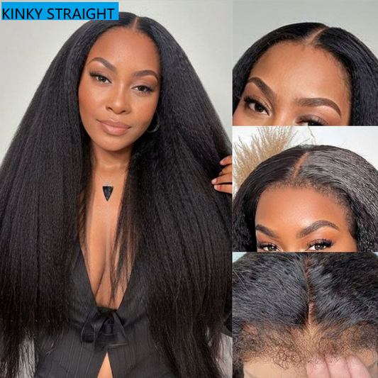 Kinky Straight lace front wig shown on mannequin