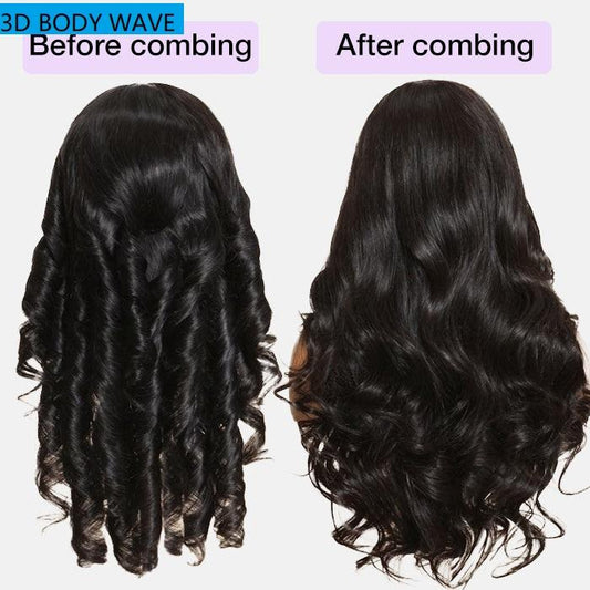 3D Body Wave lace front wig shown on mannequin