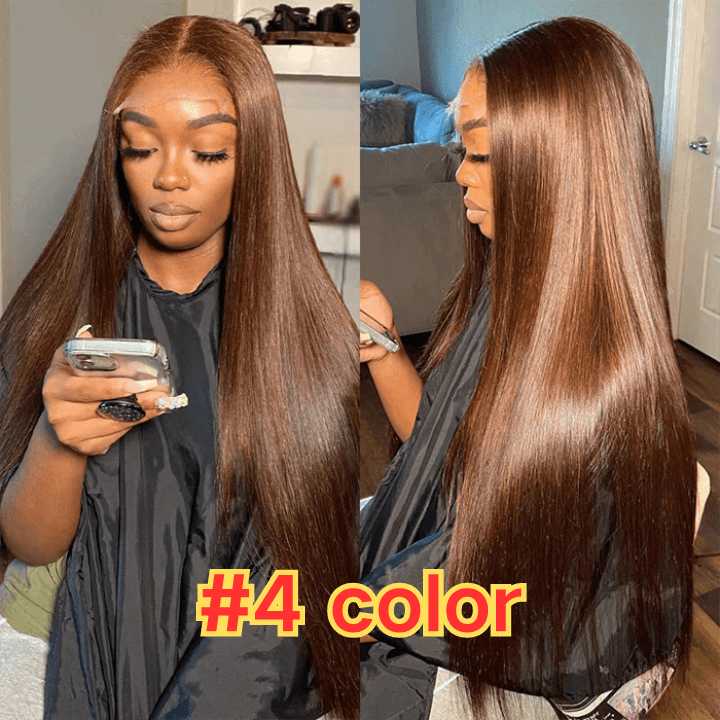 #4 Chocolate Brown human hair lace front wig