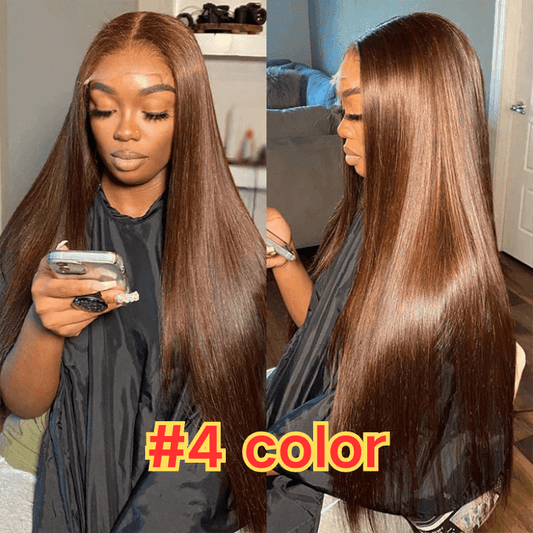 #4 Chocolate Brown human hair lace front wig