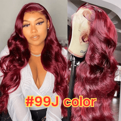 99J Burgundy human hair lace front wig