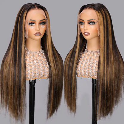 P1B/30 Black with Auburn Highlights wig color sample
