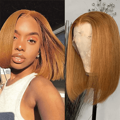 #27 Honey Blonde Short Bob Wig human hair lace bob wig