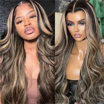 P1B/27 Black with Honey Blonde Highlights wig color sample