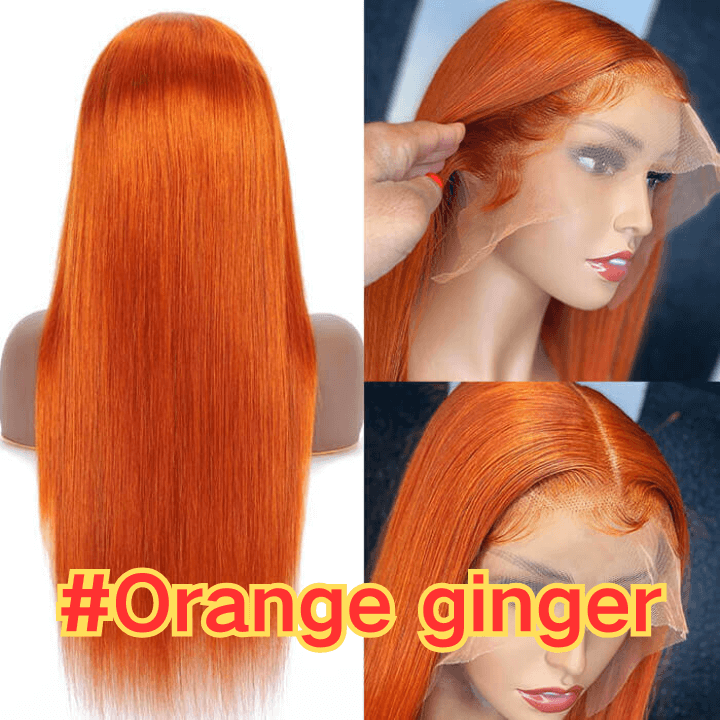Orange Ginger human hair lace front wig