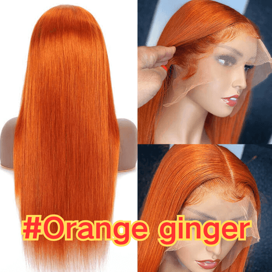 Orange Ginger human hair lace front wig