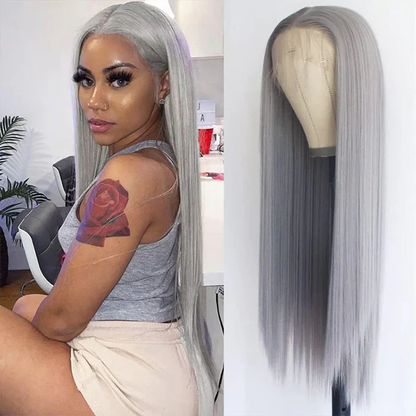 Silver Grey human hair lace front wig