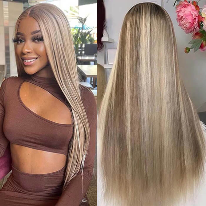 P18/613 Ash Blonde Blend human hair lace front wig