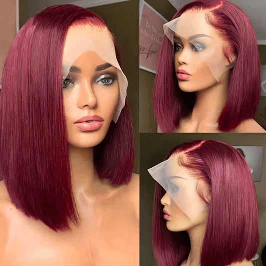 99J Burgundy Short Bob Wig human hair lace bob wig
