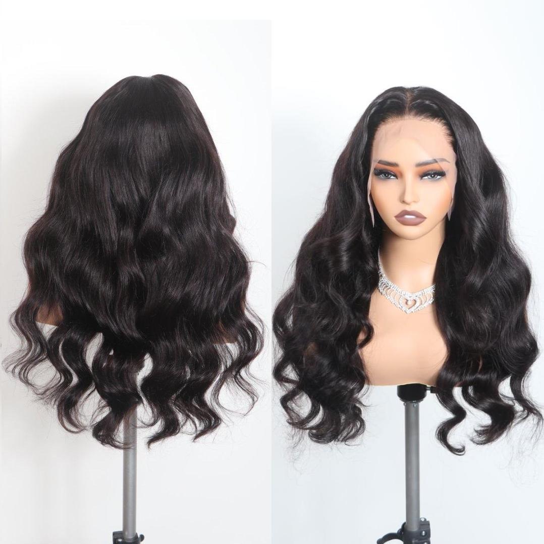 Body Wave lace front wig shown on mannequin