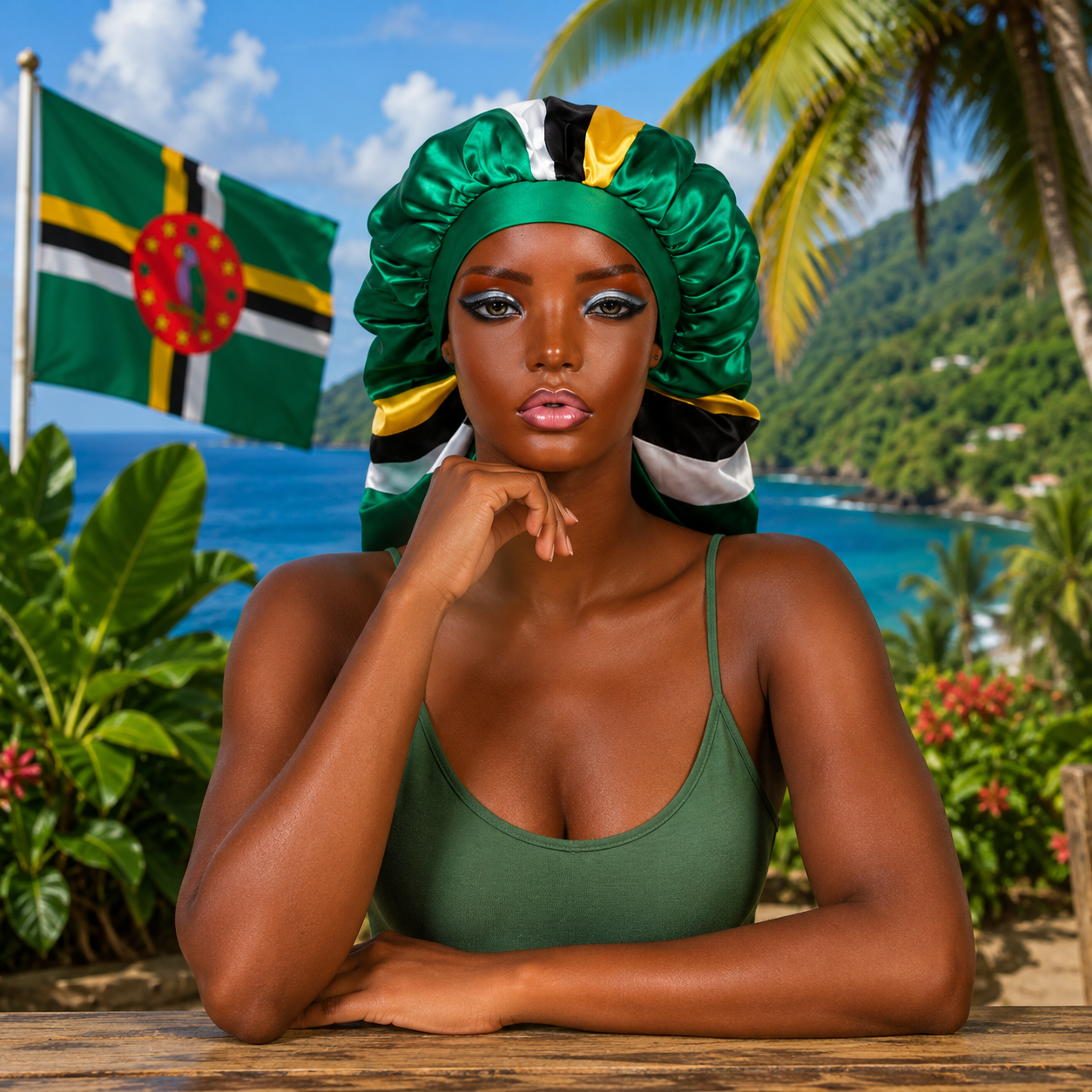 Dominica Flag Bonnet