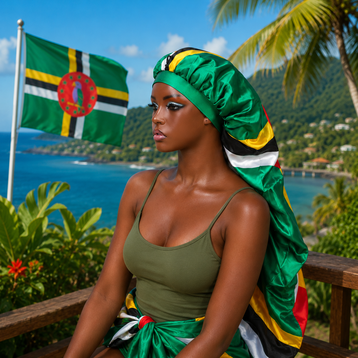 Dominica Flag Bonnet