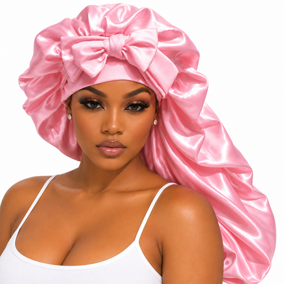 U.S. Virgin Islands Pink Satin Hair Bonnet – Double Layer Flag Bonnet
