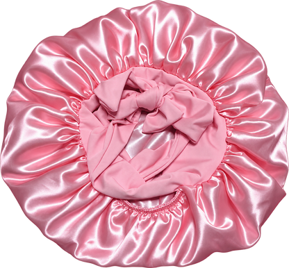 U.S. Virgin Islands Pink Satin Hair Bonnet – Double Layer Flag Bonnet