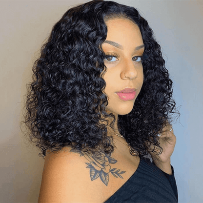 Deep Wave short bob wig, human hair