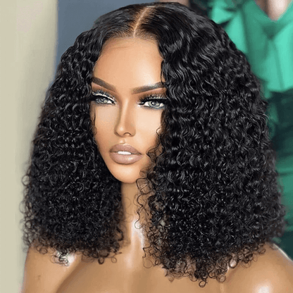 Kinky Curly short bob wig, human hair
